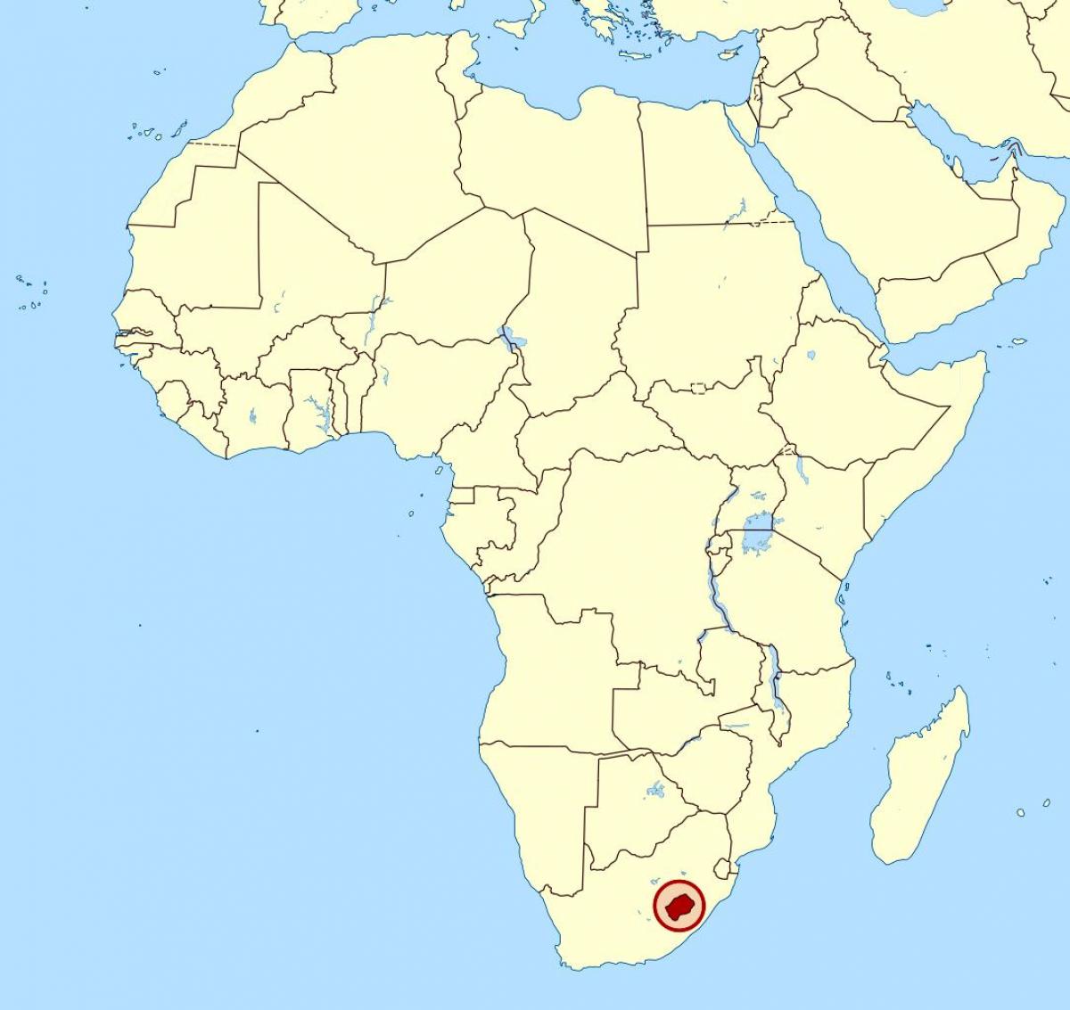 Lesoto u Africi na karti