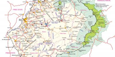 Karta je detaljna karta Lesoto