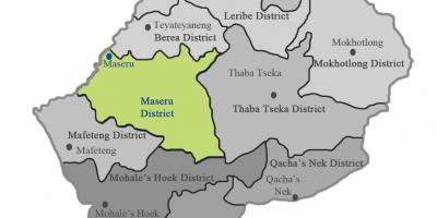 Karta Lesoto pokazujući područja